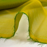 100% silk muslin plain olive yellow changing to green
