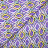 Viscose satin with retro disco print, purple background