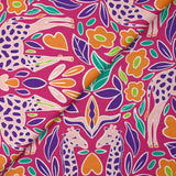 Algodón estampado love of jirafas fondo fucsia
