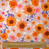 Viscose printed floral invasion white background