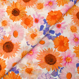 Viscose printed floral invasion white background