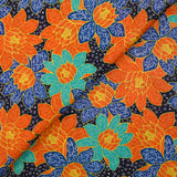 Cotton printed with winter shine, navy background