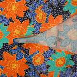 Cotton printed with winter shine, navy background