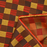 Jacquard de poliéster de cuadros dorados y marrones