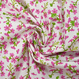 Printed cotton poplin sown by the wind magenta white background