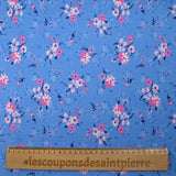 Cotton poplin printed bouquet in the clouds cornflower blue background