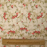 Cotton poplin printed with flowers and its shadows on an ecru background