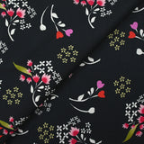 Cotton poplin printed floral archipelago black background