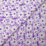 Cotton poplin printed with daisy vibration, purple background