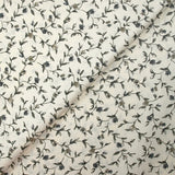 Botanical arabesque printed cotton poplin off-white background