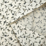 Botanical arabesque printed cotton poplin off-white background