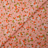 Cotton poplin printed floral composition peach pink background