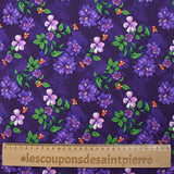 Flora printed cotton poplin dark purple background