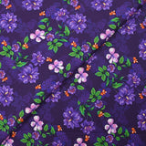Flora printed cotton poplin dark purple background