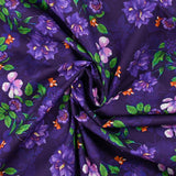 Flora printed cotton poplin dark purple background