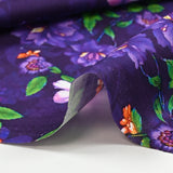 Flora printed cotton poplin dark purple background