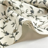 Botanical arabesque printed cotton poplin off-white background