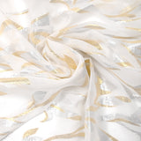 Devoured silk muslin tlija gold and silver broken white background