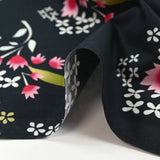 Cotton poplin printed floral archipelago black background
