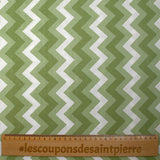 Green and white chevron printed cotton poplin