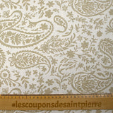 Beige cashmere printed cotton poplin with off-white background