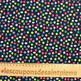 Popeline de coton imprimée boule de Noël fond marine