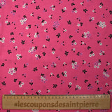 Cotton poplin printed spring flowers barbie pink background