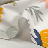 Cotton poplin printed with flower design on white background