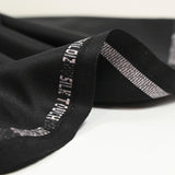 Black twill wool blend suit fabric