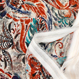 Printed muslin satin opera stripe brown gray background