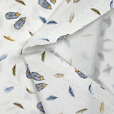 Coton imprimé plumes et souliers fond blanc