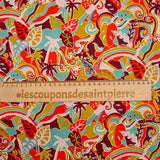 Coton liberty ® Elea Sun rouge et moutarde au mètre