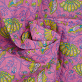 Double-sided quilted cotton Inaya pink by the meter