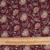 Double-sided quilted cotton Amayra camel and garnet per meter