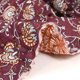 Double-sided quilted cotton Amayra camel and garnet per meter