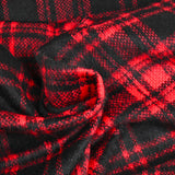 Red and black long-pile tartan wool blend
