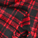 Red and black long-pile tartan wool blend