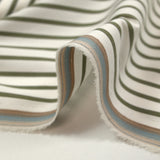 Rudy woven-dyed cotton striped 3 mm khaki white background