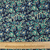 Indian cotton printed Itanagar turquoise navy background