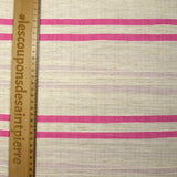Viscose and cotton striped in pink relief natural ecru background