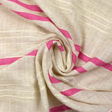 Viscose and cotton striped in pink relief natural ecru background