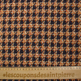 Mauve, orange and beige checked wool-blend tweed