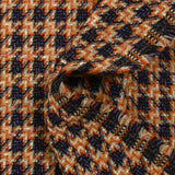 Mauve, orange and beige checked wool-blend tweed