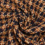 Mauve, orange and beige checked wool-blend tweed