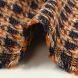 Mauve, orange and beige checked wool-blend tweed