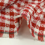 Red and white checked polyester tweed