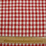 Red and white checked polyester tweed