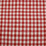 Red and white checked polyester tweed