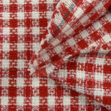 Red and white checked polyester tweed