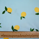 Jersey de velours nicky imprimé citron sur fond ciel